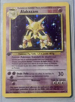 Pokemon TCG Alakazam Base Set 1/102 1st Edition Holo Rare FRENCH WOTC Played LP - Image 1