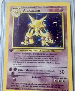 Pokemon TCG Alakazam Base Set 1/102 1st Edition Holo Rare FRENCH WOTC Played LP - Image 3
