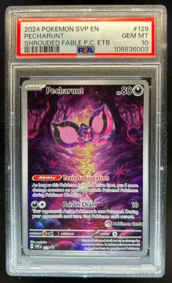 2023-25 Pokemon Center Stamp Black Star Promos SVP EN Pecharunt VAR #129b PSA 10 - Image 1
