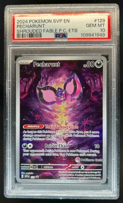 2023-25 Pokemon Center Stamp SV Black Star Promos SVP EN Pecharunt #129b PSA 10 - Image 1