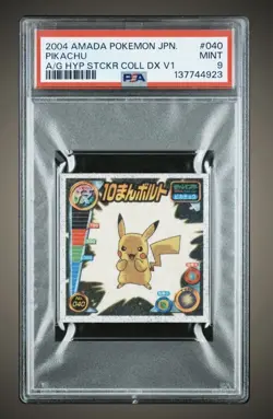 Pikachu GLITTER Hyper Sticker Collection DX Amada Pokemon (2004) - PSA 9 - Image 1