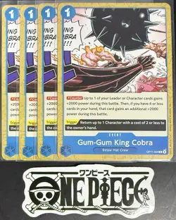 4 x One Piece OP11-059 C Gum-Gum King Cobra- ENG - Regular - Playset - TCG -NM/M - Image 1