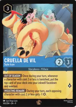 Cruella De Vil Legendary Disney Lorcana TCG Fabled No. 143/204 - Image 1