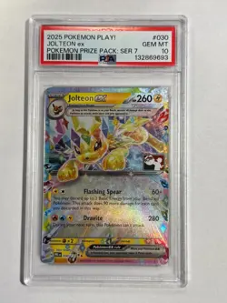 2025 POKEMON PLAY! POKEMON PRIZE PACK: SERIES 7 #030 JOLTEON ex PSA 10 Low Pop! - Image 1
