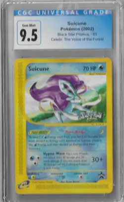 CGC 9.5 Gem Mint Suicune 4EVER 2002 Black Star Promo 53 Pokemon TCG Card - Image 1
