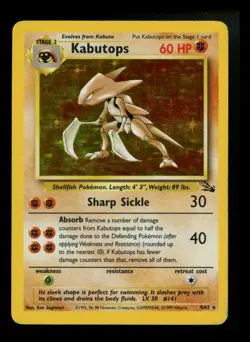 #2 Kabutops 9/62 Fossil 1999 Holo Rare WOTC Pokemon Card TCG - Image 1