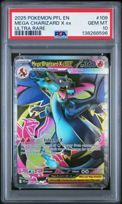 2025 POKEMON PFL EN-PHANTASMAL FLAMES ULTRA RARE #109 MEGA CHARIZARD X EX PSA 10 - Image 1