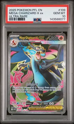 2025 POKEMON PFL EN-PHANTASMAL FLAMES ULTRA RARE #109 MEGA CHARIZARD X EX PSA 10 - Image 1