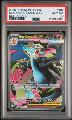 2025 POKEMON PFL EN-PHANTASMAL FLAMES ULTRA RARE #109 MEGA CHARIZARD X EX PSA 10 - Image 1