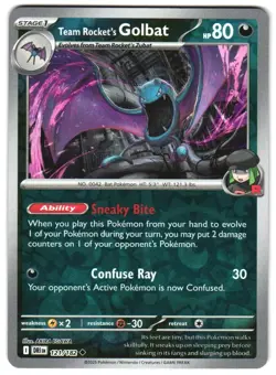 POKEMON DESTINED RIVALS REVERSE HOLO TEAM ROCKET'S GOLBAT 121/182 PACK FRESH - Image 1