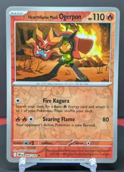 Pokemon Hearthflame Mask Ogerpon 044/182 English Destined Rivals Reverse Holo - Image 1