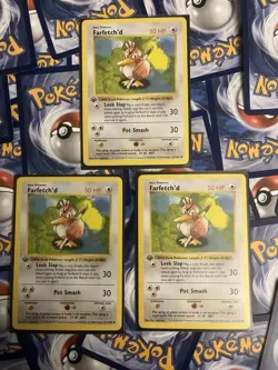 Pokemon TCG Base Set 1 Farfetch'd 27/102 3 Cards 1999 1st edition - Image 2