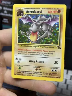 #4 Aerodactyl 1/62 Fossil 1999 Holo Rare WOTC Pokemon Card TCG - Image 3