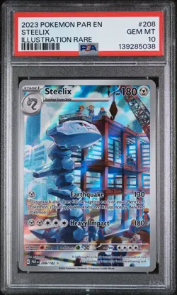 2023 POKEMON PAR EN-PARADOX RIFT ILLUSTRATION RARE #208 STEELIX PSA 10 - Image 1