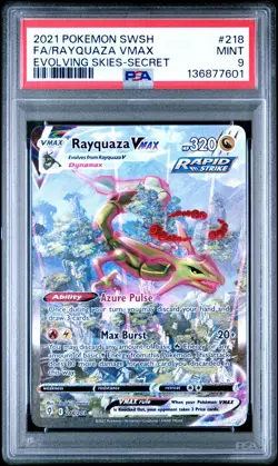 Pokemon TCG Rayquaza Vmax 218/203 Evolving Skies Alternate Art Secret PSA 9 - Image 1