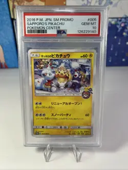 2016 Pokemon Sapporo’s Pikachu Pokemon Center JPN #005 PSA Gem Mint 10 Rare - Image 1