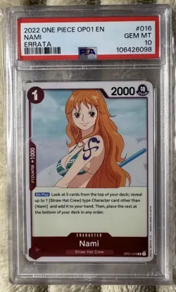2022 One Piece Nami OP01-016 ERRATA PSA 10 GEM MINT Straw Hat Crew - Image 1