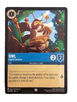 New: Disney Lorcana TCG Owl Logical Lecturer 156 Rise of the Floodborn Regular - Image 1