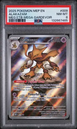 2025 POKEMON MEP EN-ME BLACK STAR PROMO #009 ALAKAZAM PSA 8 - Image 1