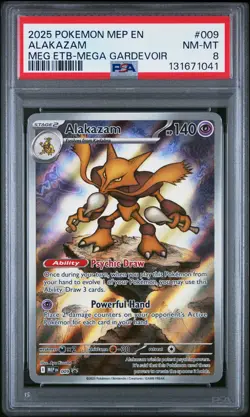 2025 POKEMON MEP EN-ME BLACK STAR PROMO #009 ALAKAZAM PSA 8 - Image 1