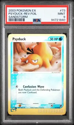 Pokemon Psyduck Reverse Holo Rare EX Sandstorm 2003 73/100 2003 PSA Mint 9 - Image 1