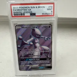 PSA 9 MINT 2017 POKEMON SUN & MOON SHINING LEGENDS 72 FULL ART/MEWTWO GX - Image 2