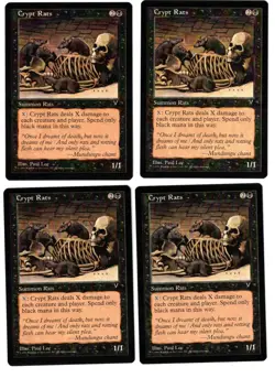 MTG CRYPT RATS VISIONS x4 PLAYSET COMMON BLACK CREATURE NM PAUPER VINTAGE EDH - Image 1