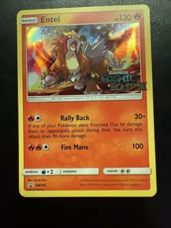 Entei SM219 Cosmic Eclipse Stamped Black Star Promo Holo Pokemon Card NM - Image 1