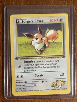 [NM] 2000 Pokemon Gym Challenge Lt. Surge's Eevee 1st Edition #51/132 - Image 1