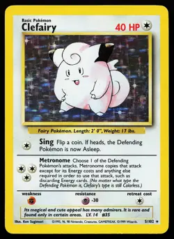 Clefairy 5/102 Holo Rare Base Set Pokemon Card - Image 1