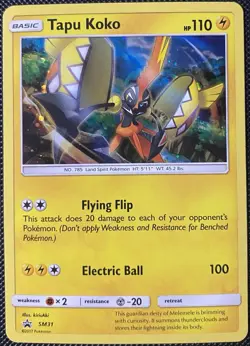 Tapu Koko SM31 Sm Cosmos Holo (Damaged See Photos) Pokemon Card - Image 1