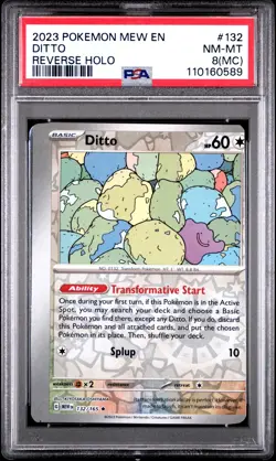 2023 POKEMON MEW EN-151 REVERSE HOLO #132 DITTO PSA 8 MC - Image 1