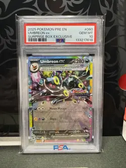2025 Pokemon Prismatic Evolution Umbreon EX Surprise Box Exclusive PSA 10 - Image 1