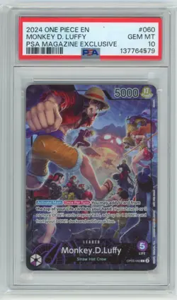 PSA 10 One Piece Promo Monkey D. Luffy PSA Magazine 2024 Exclusive OP05-060 - Image 1