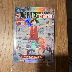 Bandai Namco One Piece CCG Monkey.D.Luffy Holo Promo Card US Voyage P-055 - Image 1