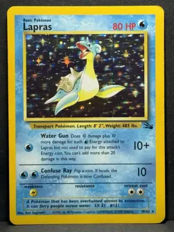 Pokemon TCG Lapras Fossil Holo Unlimited Rare Card 10/62 MP - Image 1