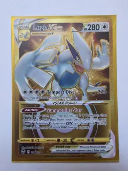 Pokemon TCG SWSH Silver Tempest Lugia VSTAR Card 211/195 Gold Secret Rare - Image 1