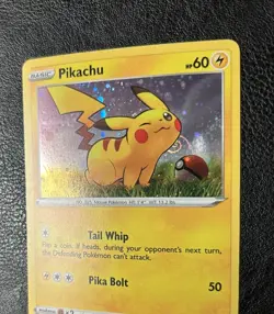 HD SWIRL Pokemon Pikachu SWSH039 Cosmo Holo Rare Black Star Promo Card NM - Image 1