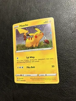 HD SWIRL Pokemon Pikachu SWSH039 Cosmo Holo Rare Black Star Promo Card NM - Image 2