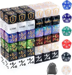 78 Pieces MTG Dice Set with Plus 1 Life Counter & Keyword Token Dice & Shield & - Image 1