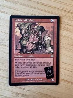 Goblin Piledriver Onslaught Signed Silver With Black Background - Image 1