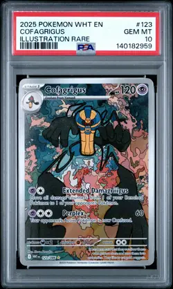 2025 POKEMON WHT EN-WHITE FLARE ILLUSTRATION RARE #123 COFAGRIGUS PSA 10 - Image 1