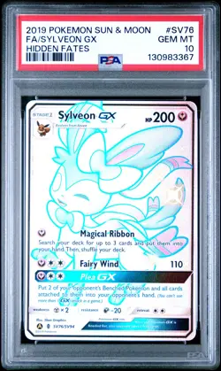 2019 POKEMON SUN & MOON HIDDEN FATES #SV76 FULL ART/SYLVEON GX PSA 10 - Image 1