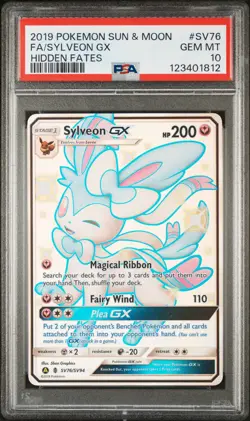 2019 POKEMON SUN & MOON HIDDEN FATES #SV76 FULL ART/SYLVEON GX PSA 10 - Image 1