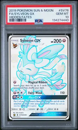 2019 POKEMON SUN & MOON HIDDEN FATES #SV76 FULL ART/SYLVEON GX PSA 10 - Image 1