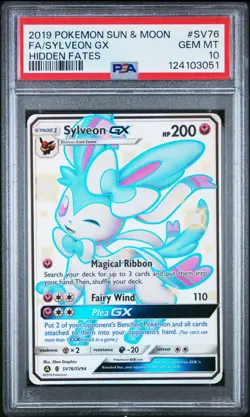 2019 POKEMON SUN & MOON HIDDEN FATES #SV76 FULL ART/SYLVEON GX PSA 10 - Image 1