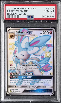 2019 POKEMON SUN & MOON HIDDEN FATES #SV76 FULL ART/SYLVEON GX PSA 10 - Image 1