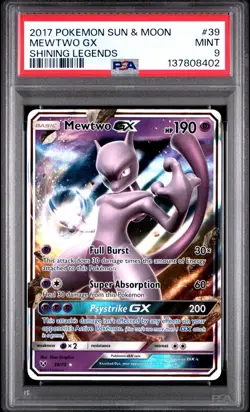 Pokemon PSA 9 MEWTWO GX 39/73 - 2017 SUN & MOON SHINING LEGENDS HOLO - MINT - Image 1