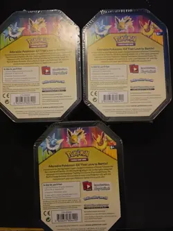 Pokemon Tins 2019 Elemental Powers Jolteon,Vaporeon,Flareon GX Sealed Set of 3 - Image 2
