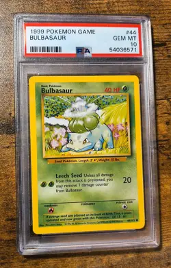 1999 POKEMON BASE SET UNLIMITED #44 BULBASAUR PSA 10 GEM MINT - Image 1